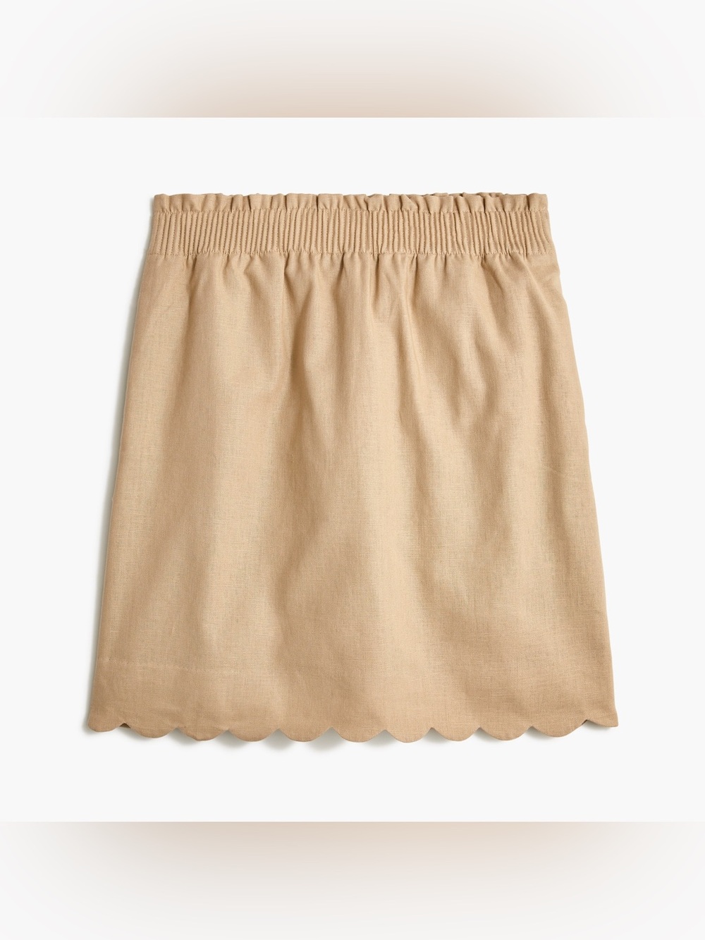 J. Crew Factory Women’s Scalloped Linen Tan Skirt NWT Size 2